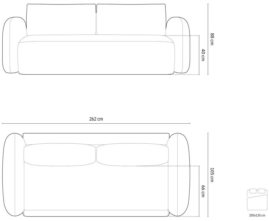 Divano grigio chiaro allungabile/con contenitore con rivestimento in velluto 262 cm Tonale – Cosmopolitan Design