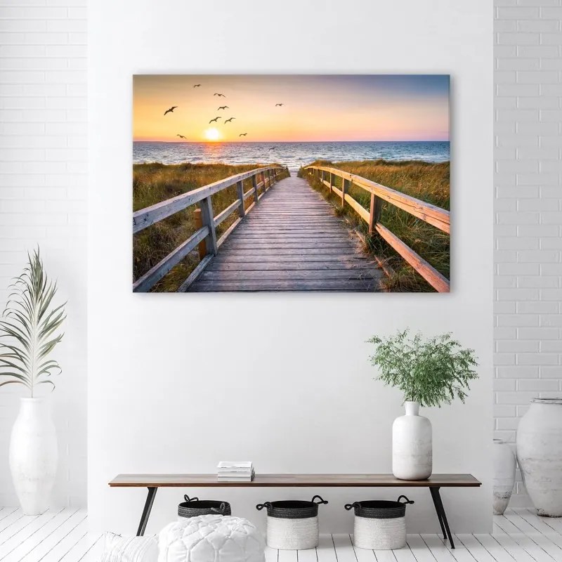 Quadro su tela, Sunset Sea Beach  Dimensioni 60x40