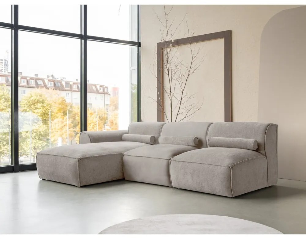 Divano angolare componibile beige (con penisola a sinistra) Flex Felix – Miuform