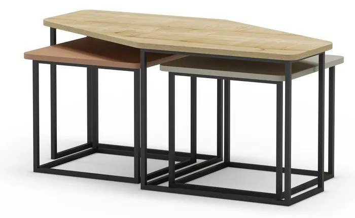 Set di 3 tavolini 60x111,5 cm Zoya - Marckeric