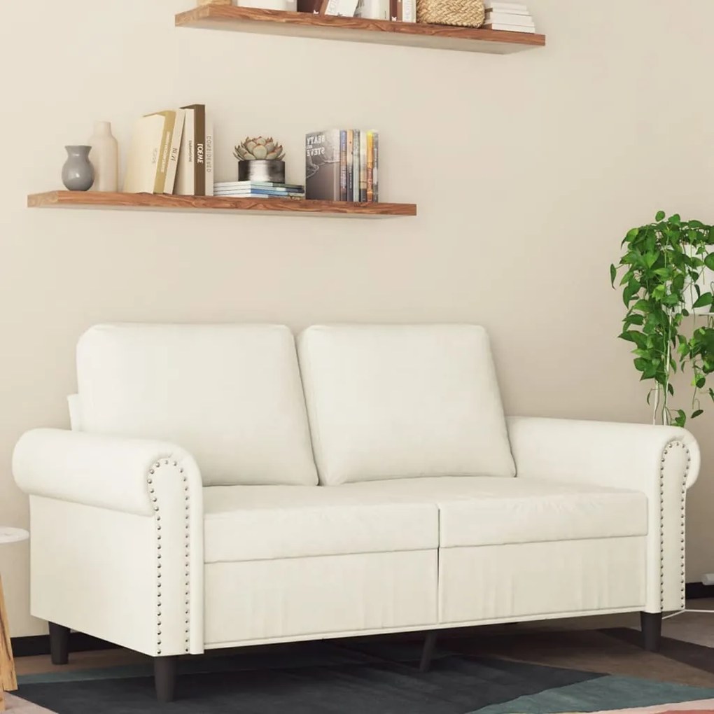 Divano A 2 Posti Crema 120 Cm İn Velluto /