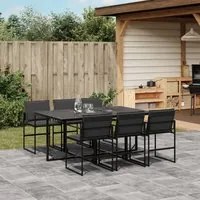 Set da Pranzo da Giardino 7 pz con Cuscini Nero in Textilene 3295074