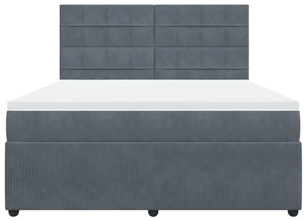 Giroletto a molle con materasso grigio scuro 180x200 cm velluto