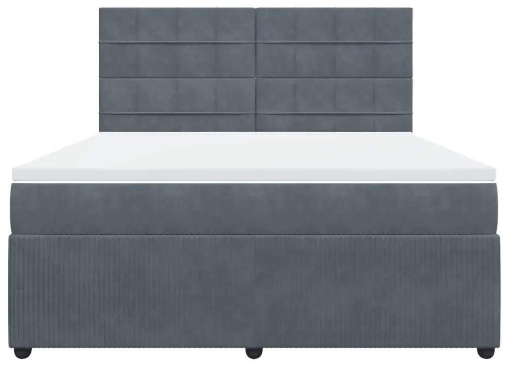 Giroletto a molle con materasso grigio scuro 180x200 cm velluto