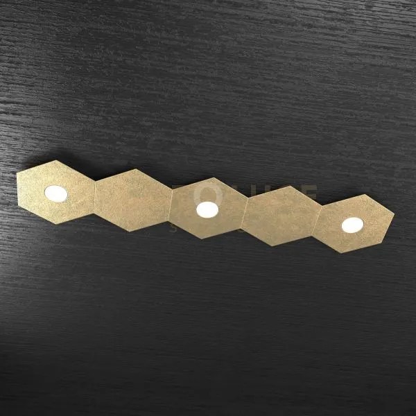 Hexagon applique-plafoniera 3 luci + 2 decorativo foglia oro 1142-3...