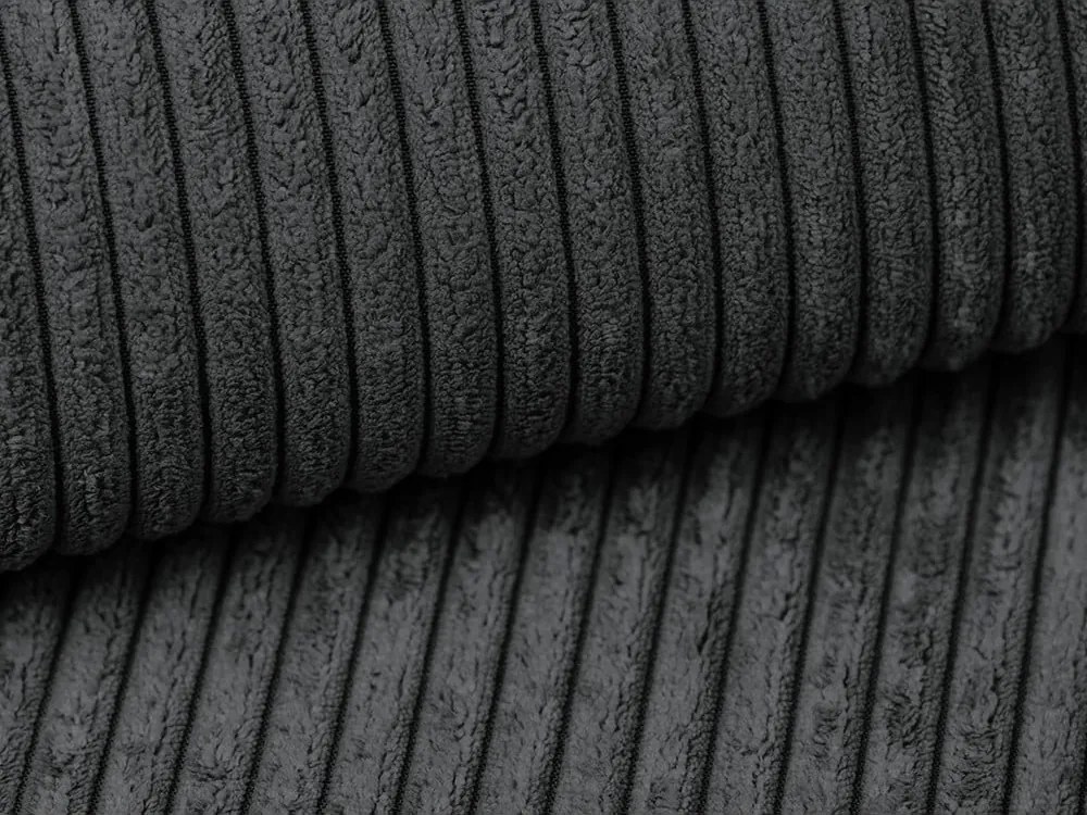 Divano grigio scuro allungabile con rivestimento in velluto a coste 195 cm Nona – Makamii