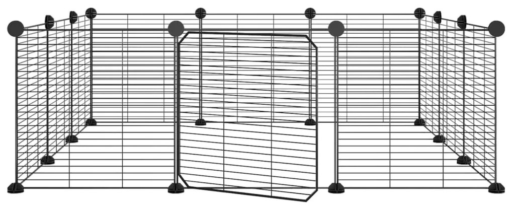 Gabbia per animali 12 pannelli con porta nero 35x35 cm acciaio