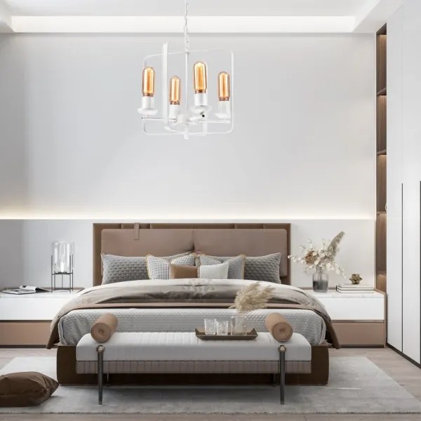 Lampadario a sospensione con catena CEDRIC II 4xE27/60W/230V bianco