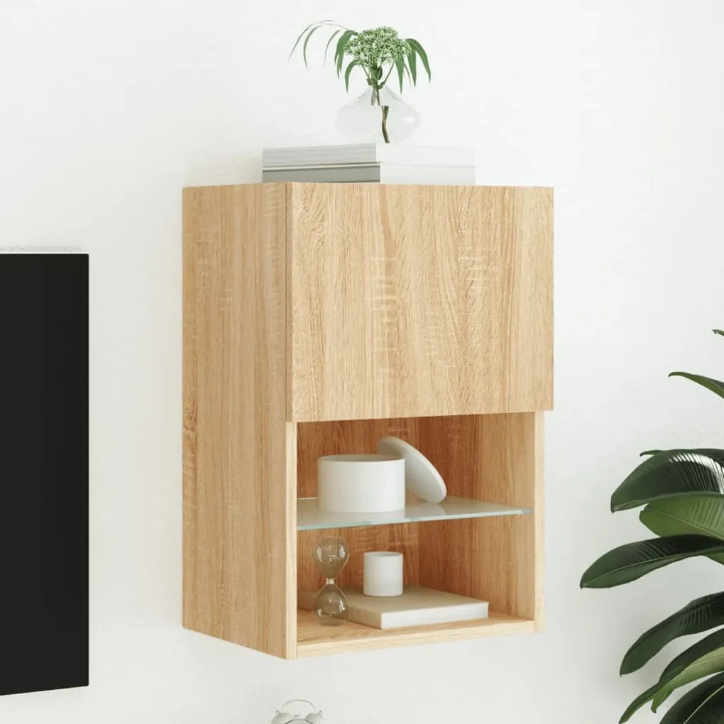Mobile tv con luci led rovere sonoma 40,5x30x60 cm