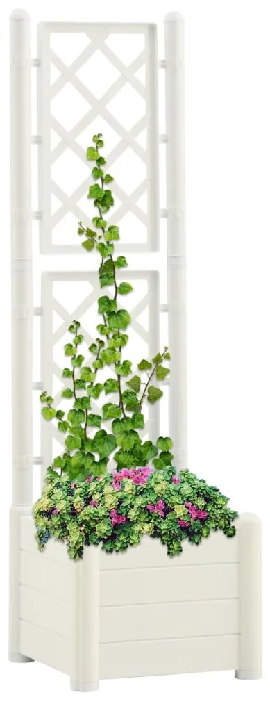Fioriera Da Giardino Con Graticcio 43x43x142 Cm Pp Bianco /
