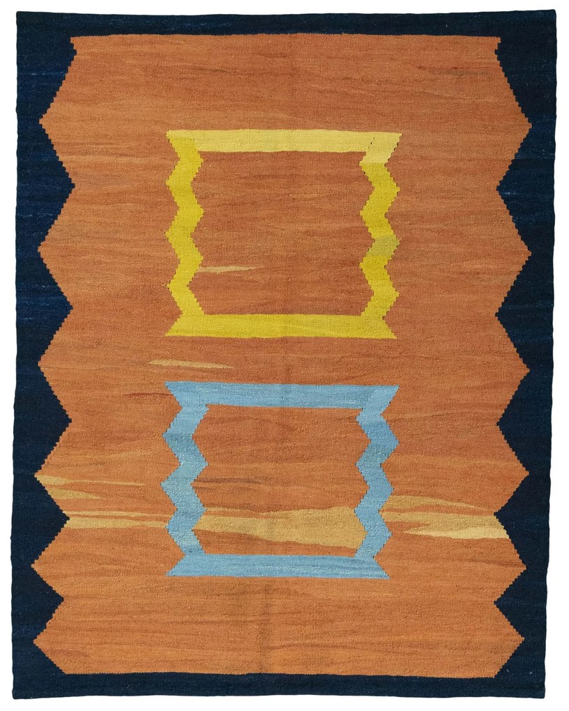 Kilim Tappeto 190 x 150 Giallo (Iran) Tessuto A Mano