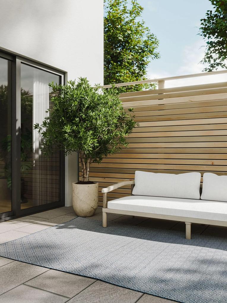 benuta Basic Tappeto per interno ed esterno Lou Azzuro 140x200 cm - Tappeto outdoor per balcone, terrazzo e giardino