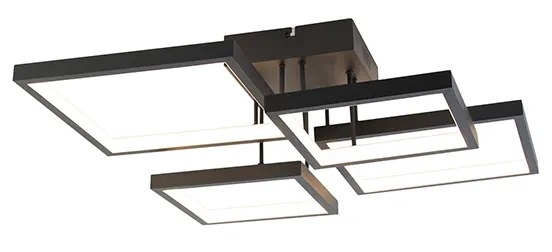 Plafoniera nera incl. LED dimmerabile a 3 livelli 4 luci - Lejo