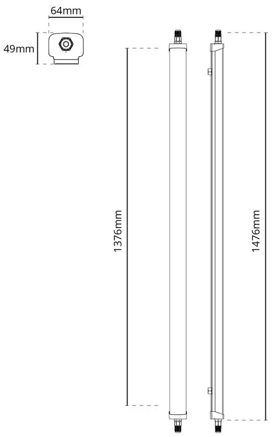 Plafoniera LED 48W 150cm IP65 con LED SAMSUNG - No Flickering Tonalità di Colore Bianco freddo 6000K