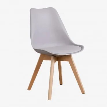 Sedia Da Pranzo In Polipropilene E Legno Di Faggio Nordic Grigio Chiaro - Sklum