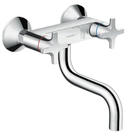Rubinetto da cucina orizzontale a s Logis M32 argento cromato lucido HANSGROHE