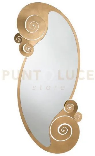 Specchio da terra circeo in ferro con riccioli foglia oro in ferro ...