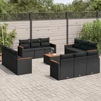 Set Divani da Giardino 13pz con Cuscini Nero in Polyrattancod mxl 89045