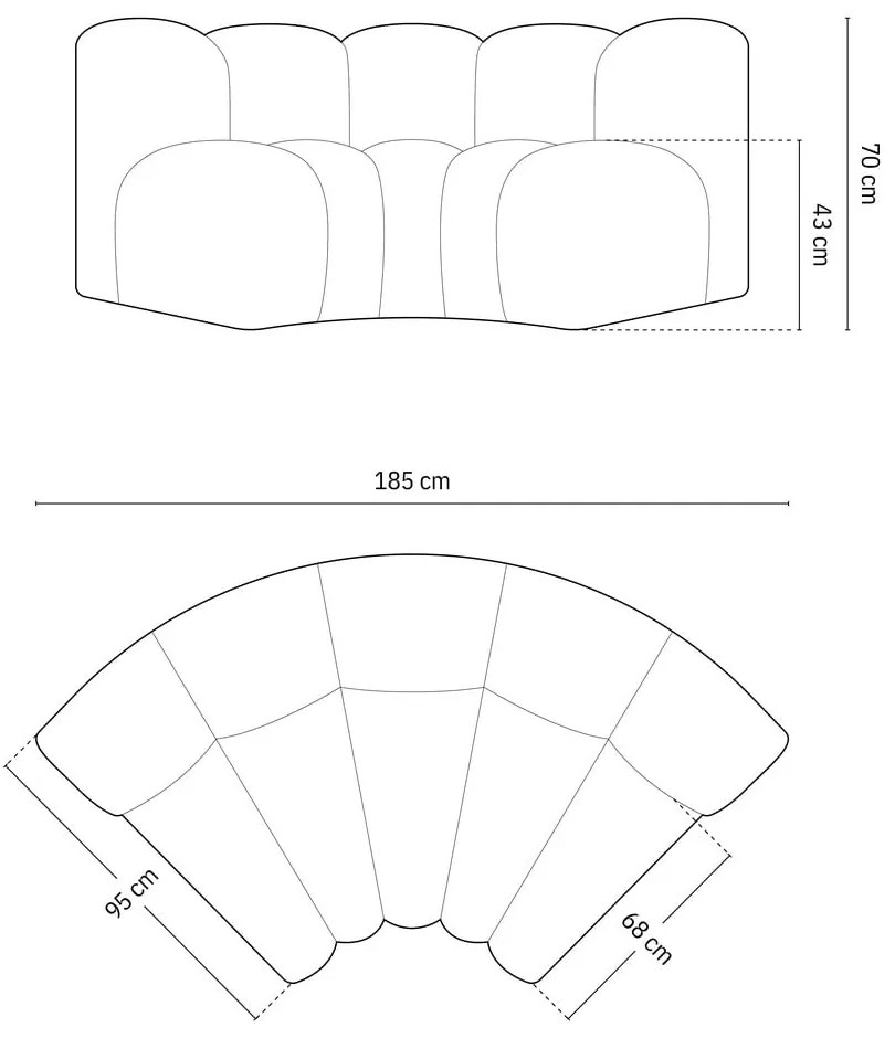 Parte divano componibile turchese con rivestimento in ciniglia e composizione variabile Lupine – Micadoni