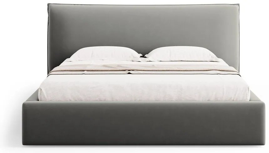 Letto matrimoniale imbottito grigio con contenitore e doghe 180x200 cm Elio - Milo Casa