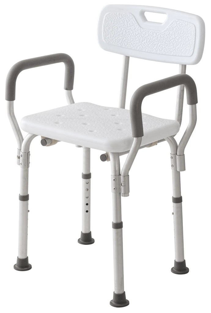 Sedia Doccia Con Braccioli Buchi Di Drenaggio e Gommini Antiscivolo Feridras "Comfort" Bianco