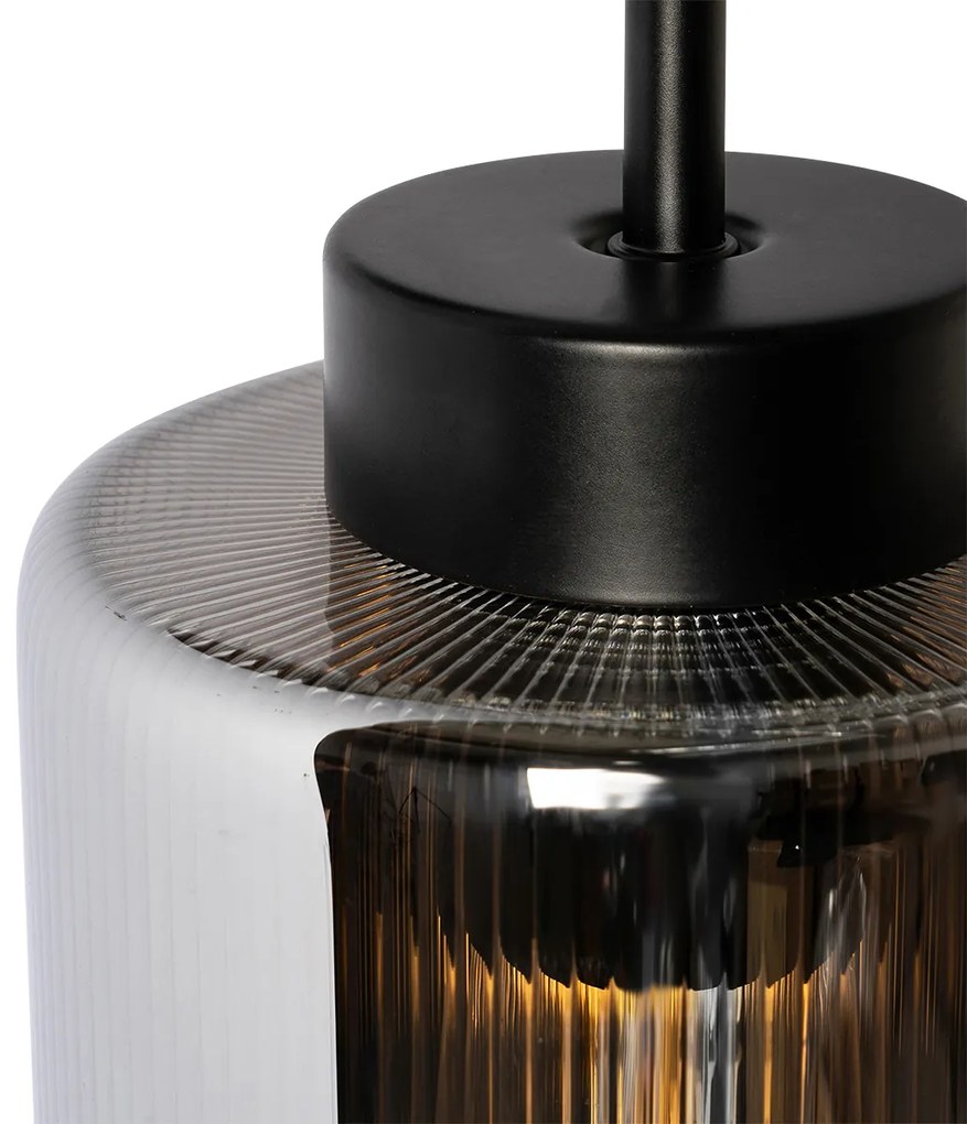 Lampada da parete smart nera con vetro fumé incl. WiFi ST64 - Laura