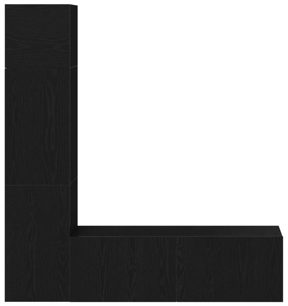 Set di mobili tv da parete 3 pezzi nero rovere in legno ingegnerizzato