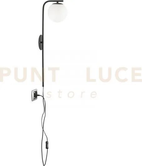 Applique a parete odisseo nera 1 luce attacco e14 15x15x65,5cm in v...