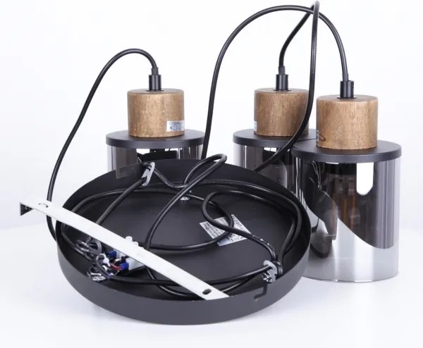 Globo 15707-3HR - Lampadario a sospensione con filo REID 3xE27/15W/230V diametro 27 cm quercia