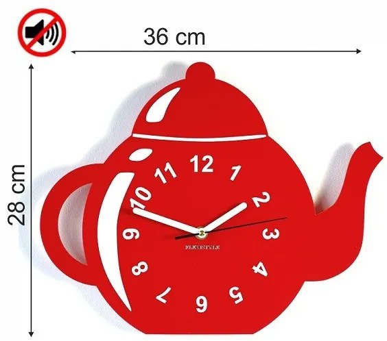 Orologio da cucina decorativo a forma di teiera Rosso