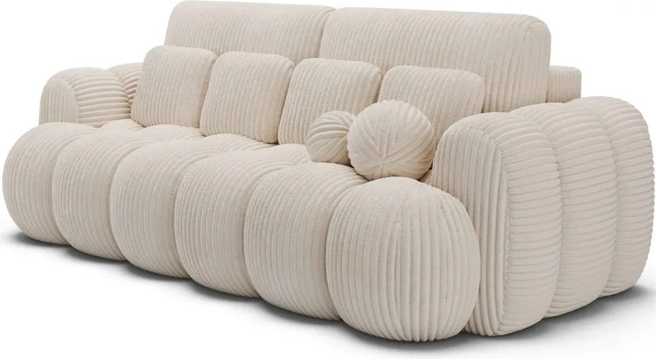 Divano beige allungabile con rivestimento in velluto a coste 256 cm Cotonn – ELTAP