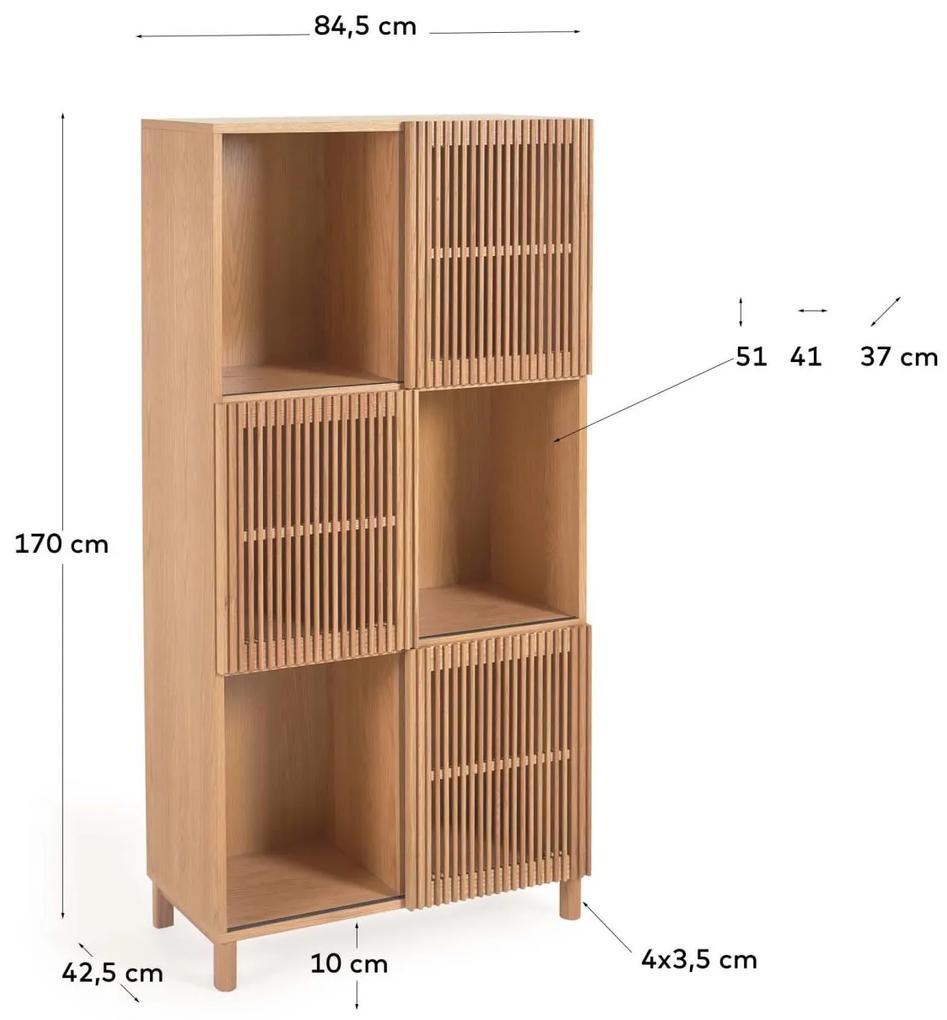 Kave Home - Libreria Beyla in legno massello e impiallacciato rovere 84,5 x 170 cm FSC 100%