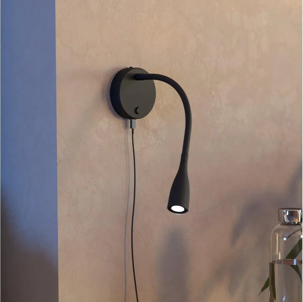 Eglo 901781 - Lampada da parete LED flessibile con porta USB OLIVANDINO LED/3,8W/230V nera
