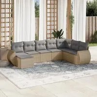 Set Divano da Giardino 8 pz con Cuscini Beige in Polyrattan 3221758