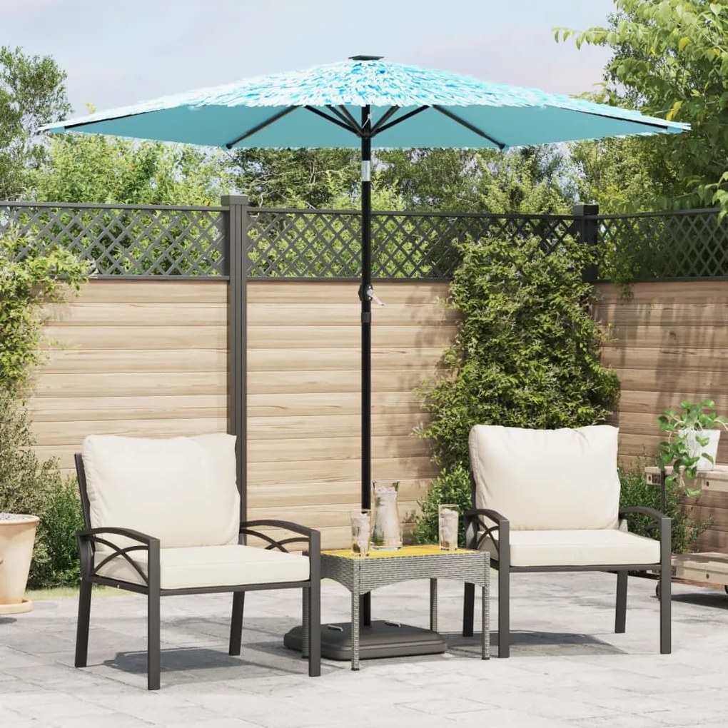 Ombrellone Giardino Con Palo İn Acciaio Blu 223x223x213 Cm /