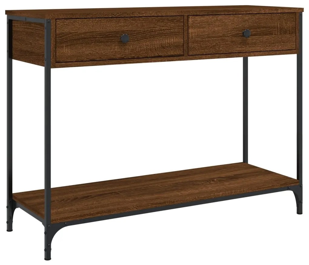 Tavolo consolle rovere marrone 100x34,5x75 cm legno multistrato