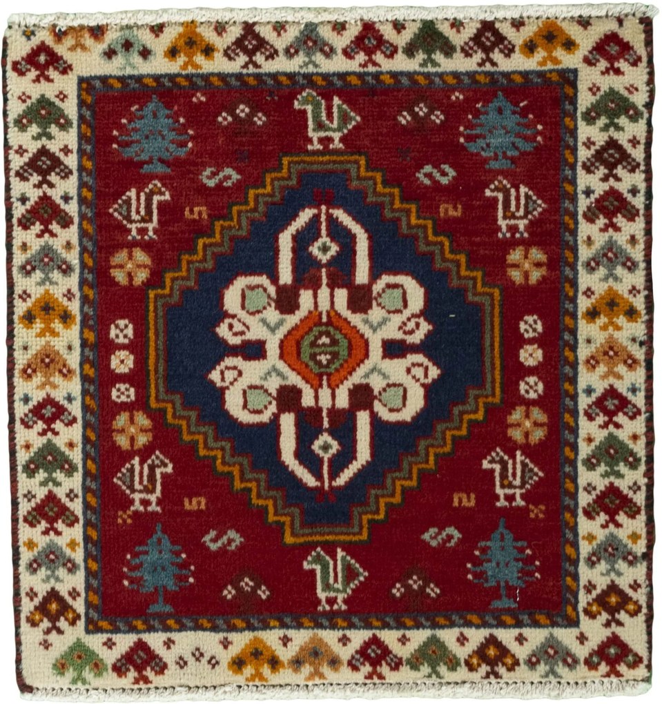 Shiraz Tappeto 60x60 Rosso (Iran) Annodato A Mano