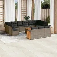 Set Divano da Giardino 16 pz con Cuscini Grigi in Polyrattan 3228146