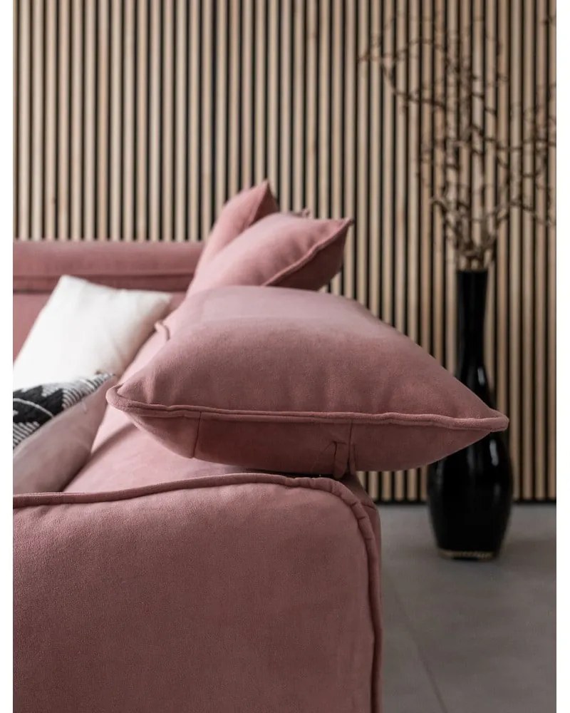 Divano letto angolare in velluto rosa chiaro (angolo sinistro) Sweet Harmony - Miuform