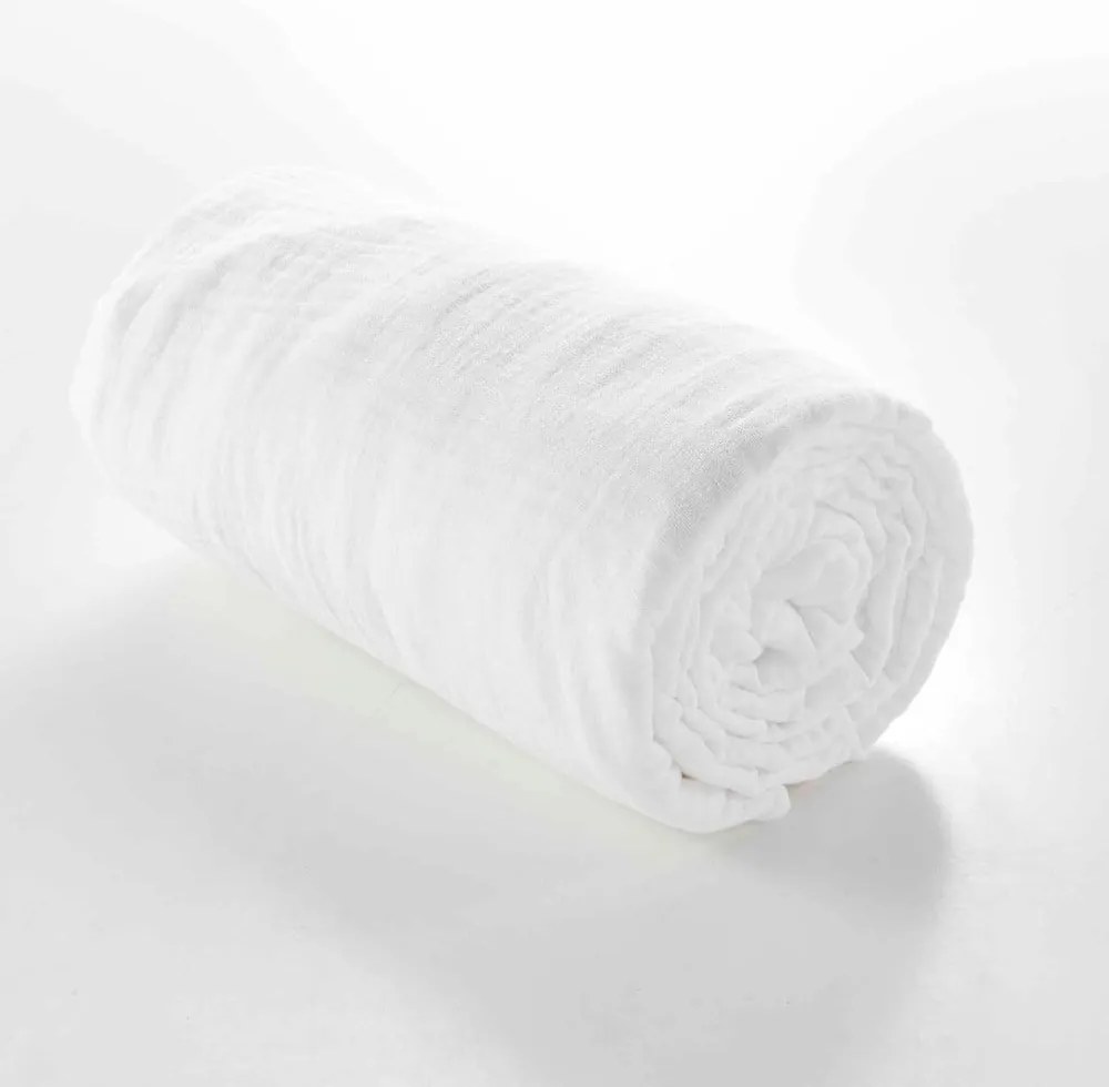 Telo di mussola elasticizzato bianco 160x200 cm Angelia - douceur d'intérieur