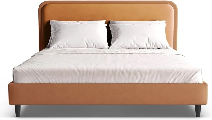 Letto matrimoniale imbottito arancione con rete inclusa 160x200 cm Aveline – Micadoni