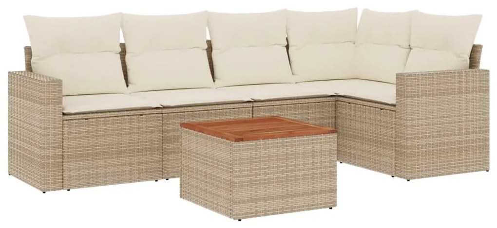 Set divano da giardino 6 pz con cuscini beige in polyrattan