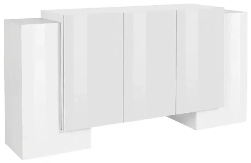 Credenza Moderna Pillon con 2+3 Ante Battenti in Bianco Lucido