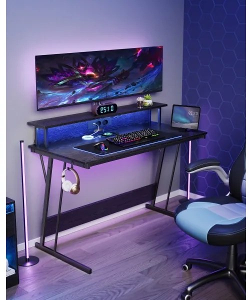 Scrivania con illuminazione integrata SOLEA-X, nera