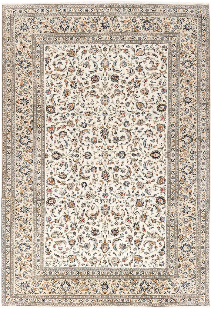 Kashan Tappeto 250x360 Beige (Iran) Annodato A Mano