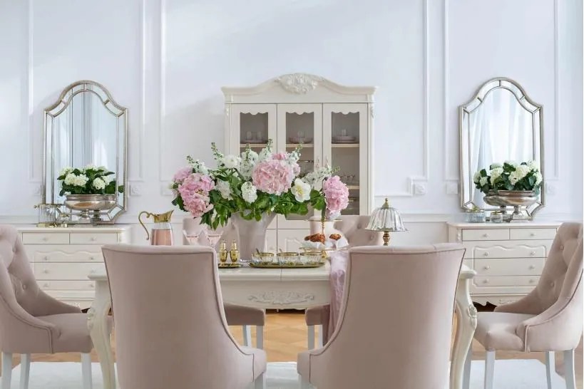 Sedia velluto rosa imbottita capitonné in stile provenzale PRINCESS 08-ARREDIORG
