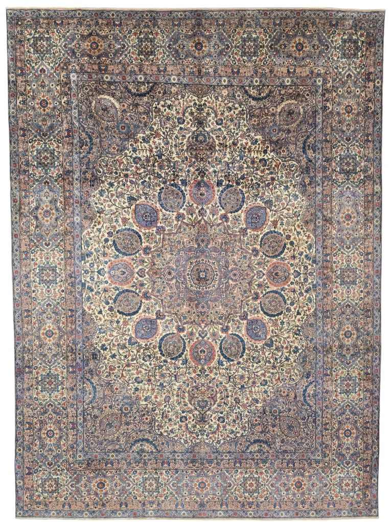 Kerman Tappeto persiano 370 x 270 Beige (Iran) Annodato A Mano