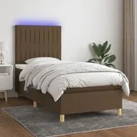 Letto a Molle Materasso e LED Marrone Scuro 100x200 cm Tessutocod mxl 99017