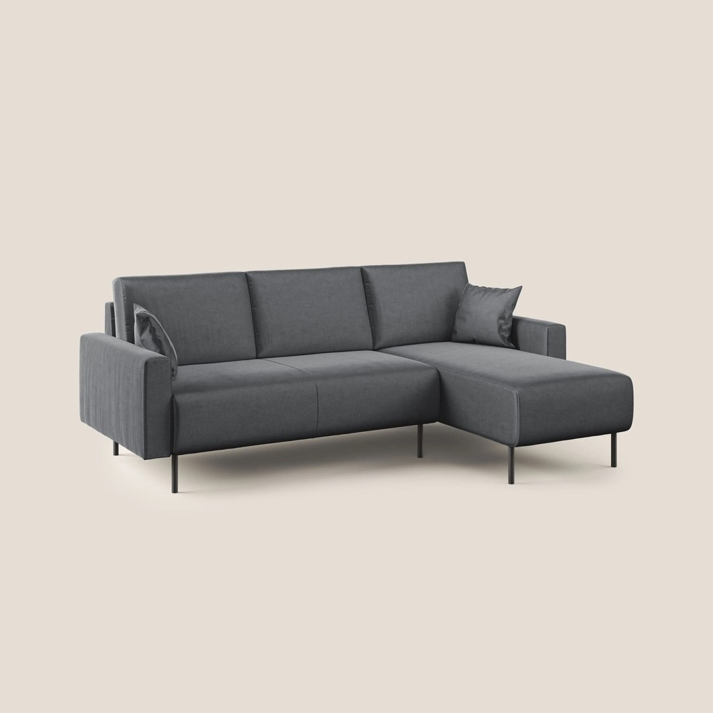 Arthur divano moderno angolare in velluto morbido impermeabile T01 antracite