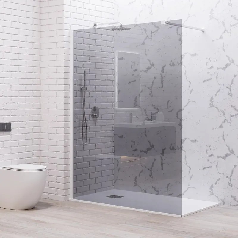 Doccia walkin 140 cm vetro fume profilo bianco | KW1000FB - KAMALU